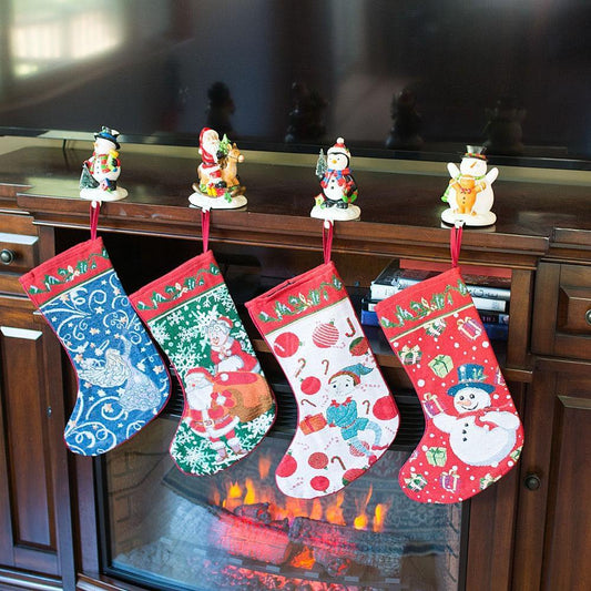 a group of stockings from a fireplace