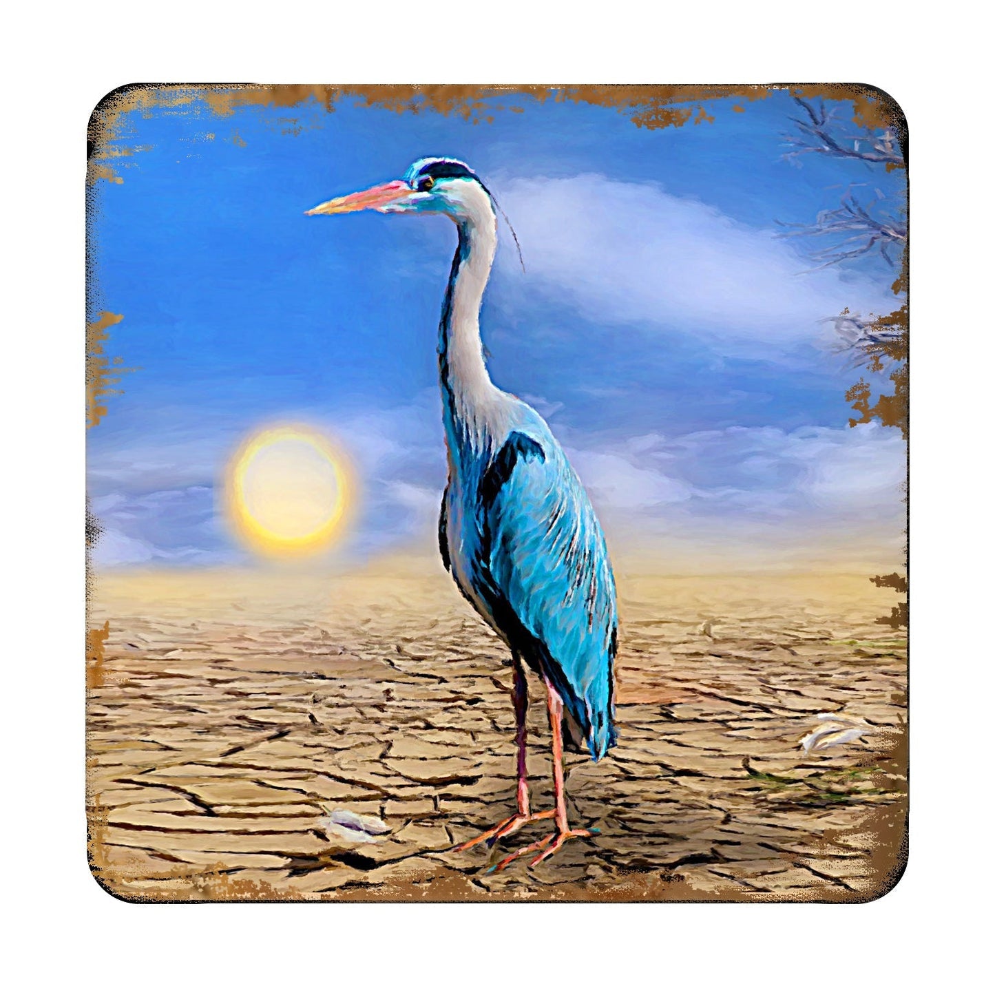 Bird on the Beach Coastal Wooden Cork Coasters Gift Set of 4 by Nature Wonders - Coastal Sea-Life Decor - 95358C-S4