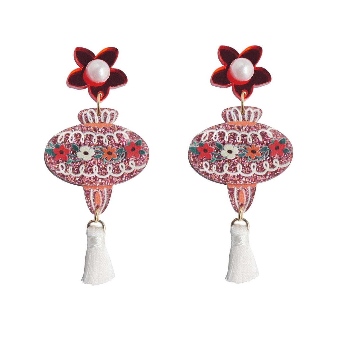 Pink Christmas Bauble Earrings by Laliblue – Retro Statement Jewelry Laliblue