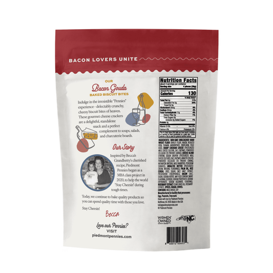 Piedmont Pennies Bacon Gouda Cheese Crackers Gourmet 4.5 oz. Pouch