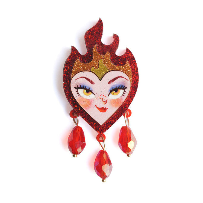 Flaming Heart Brooch by Laliblue – Retro Kitschy Statement Brooch for Collectors