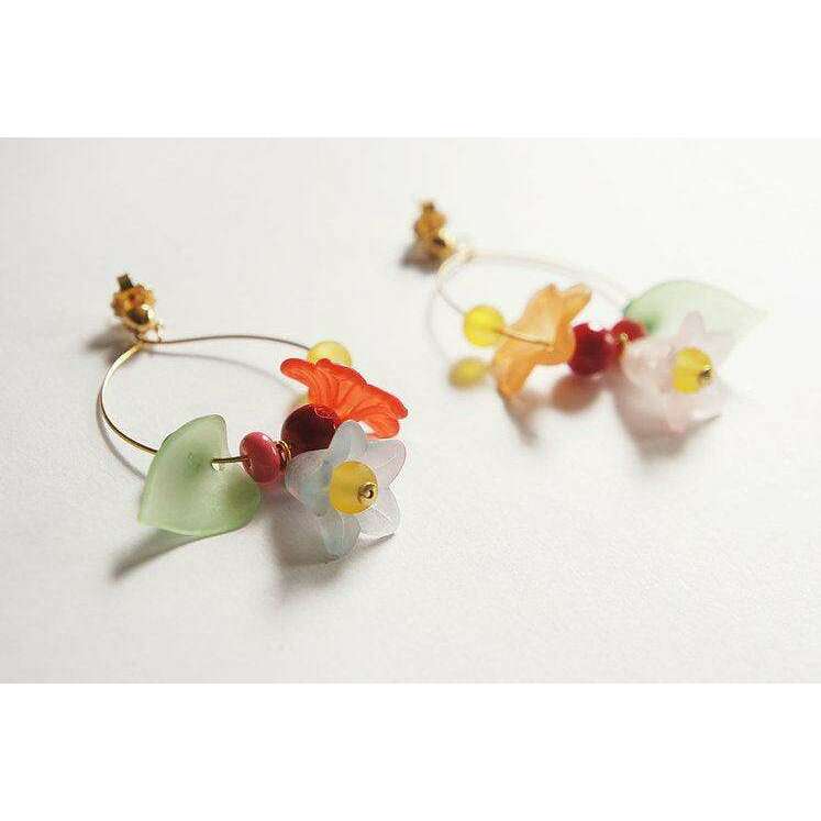 Flowered Hoop Earrings Halloween Brooch by Laliblue