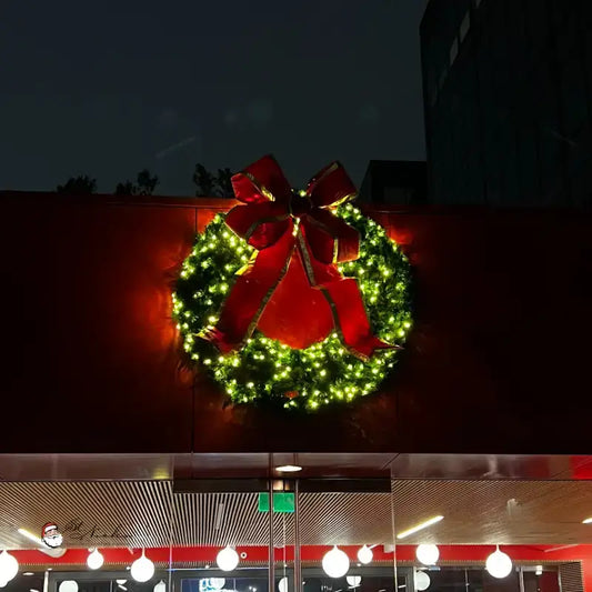 Undecorated Christmas Wreath with Warm White Lights