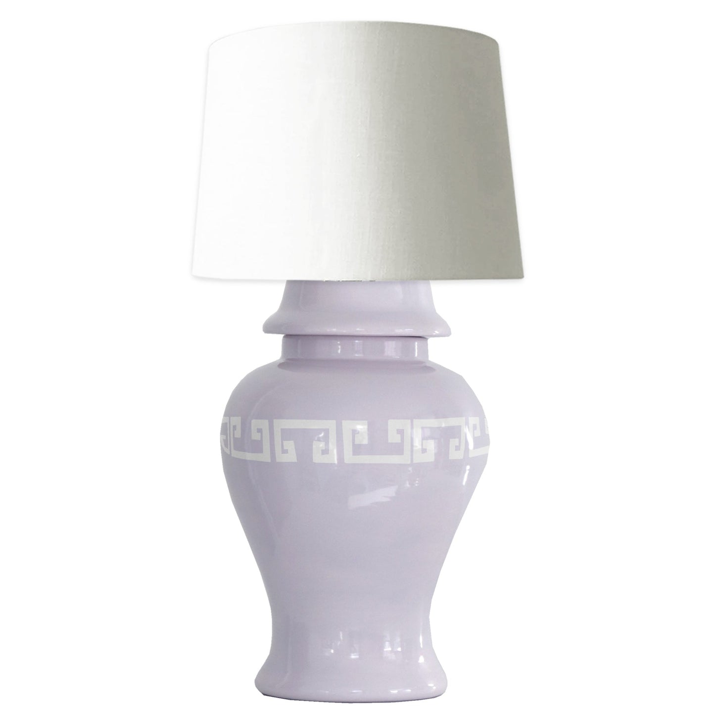 Light Lavender Greek Key Ginger Jar Lamp