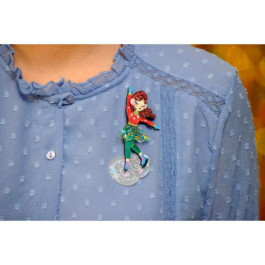 Girl Ice Skating Brooch by Laliblue