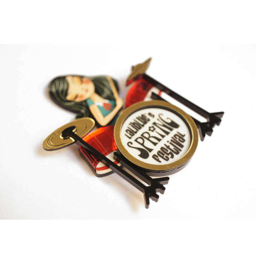 Girl playing drums brooch by Laliblue