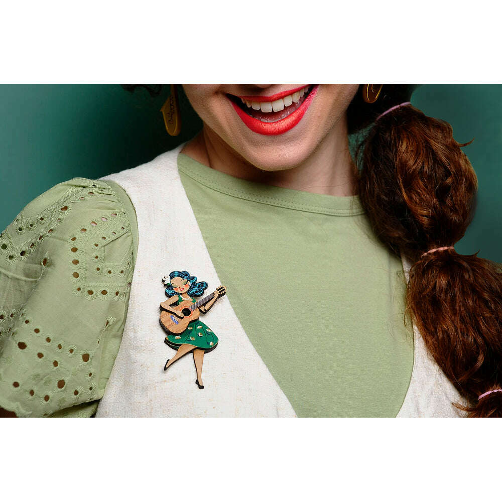 Girl playing guitar Brooch by Laliblue
