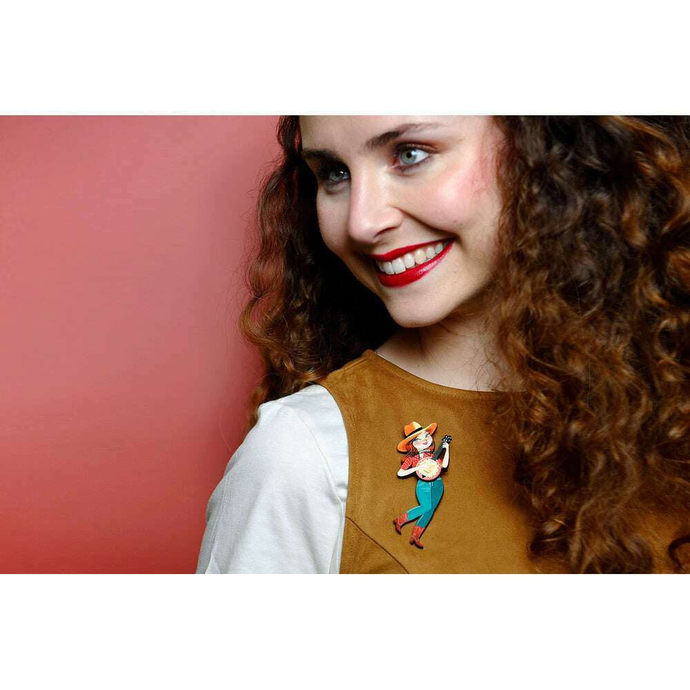 Girl playing the banjo Brooch by Laliblue