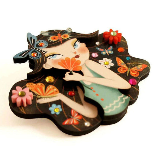 Girl with Butterflies Brooch by Laliblue