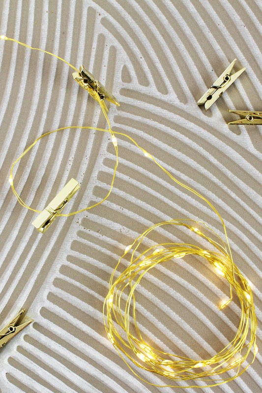 36 LED Gold Photo Clip String Light- Battery Operated