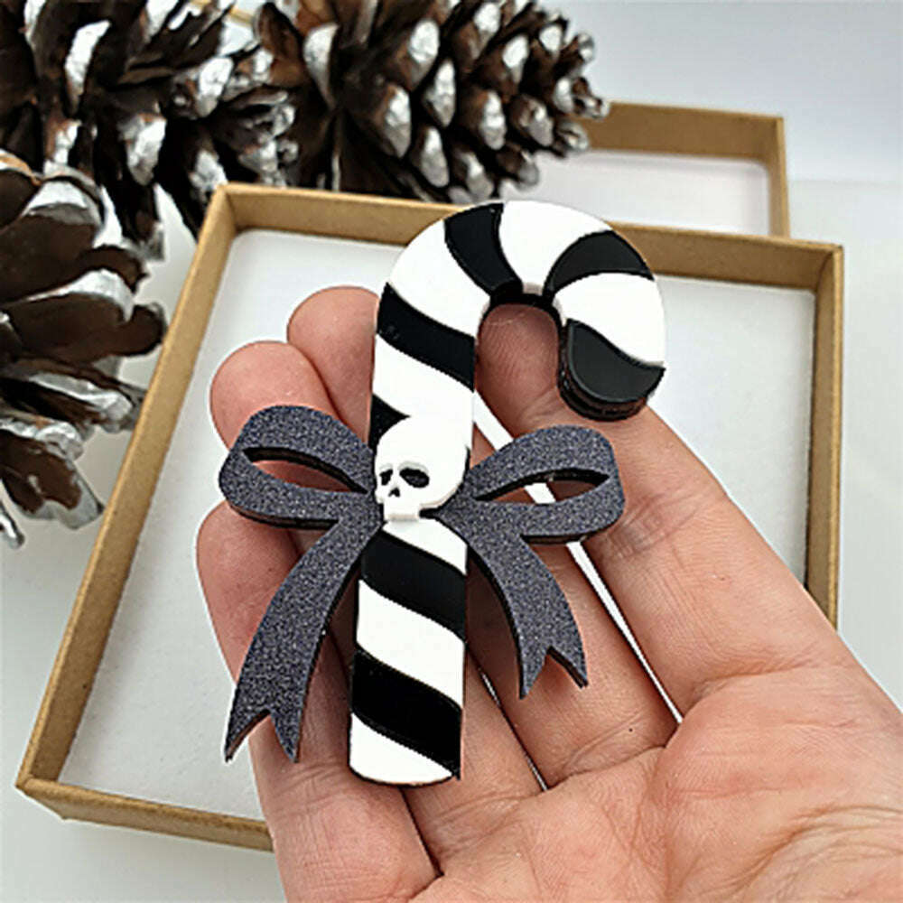Gothic Candy Cane Brooch by Cherryloco
