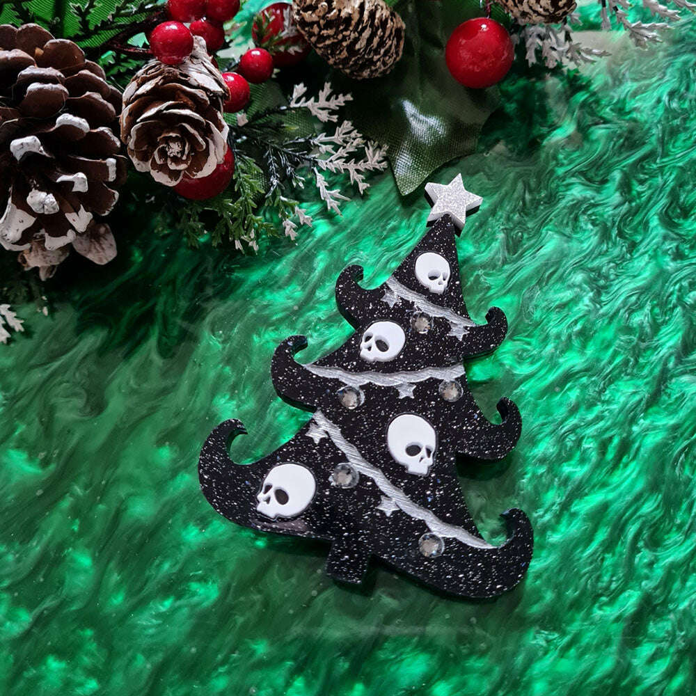 Gothic Christmas Tree Brooch by Cherryloco