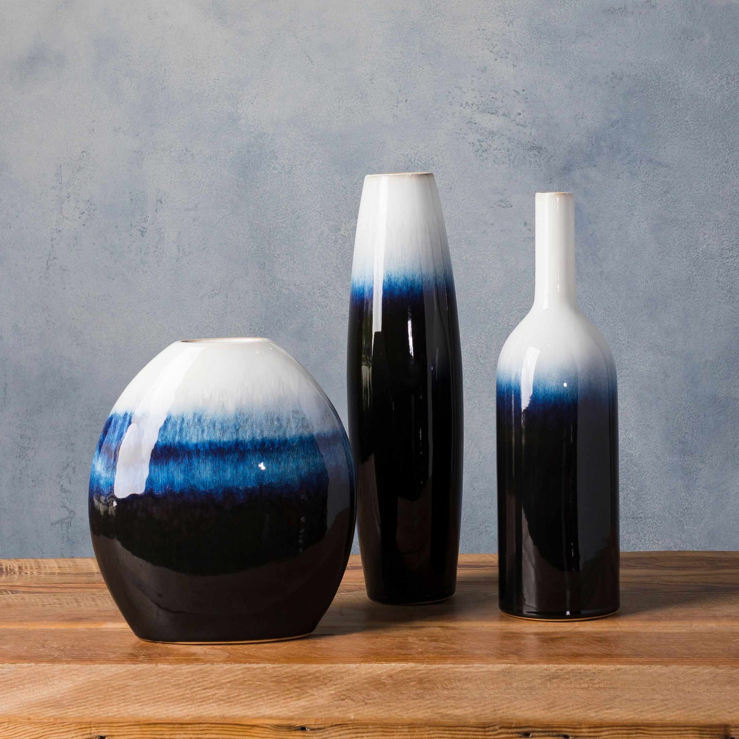 Pitfour Blue White Ceramic Outdoor Vase Set