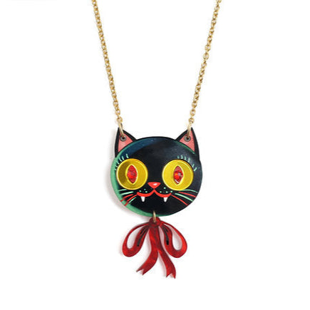 Vampire Kitten Necklace by Laliblue – Retro Statement Necklace Vintage Inspired