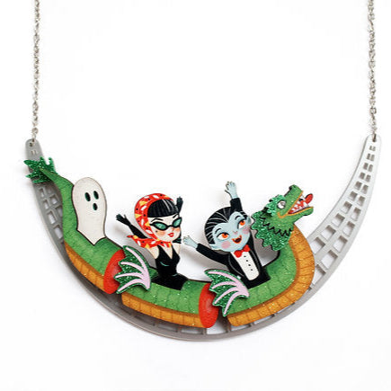 Roller Coaster with Dragon Necklace by Laliblue – Retro Statement Necklace Vintage Inspired
