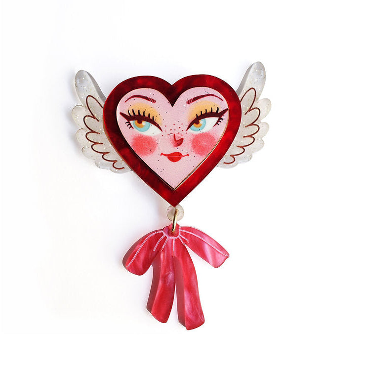 Heart with Wings Brooch by Laliblue – Retro Kitschy Statement Brooch for Collectors