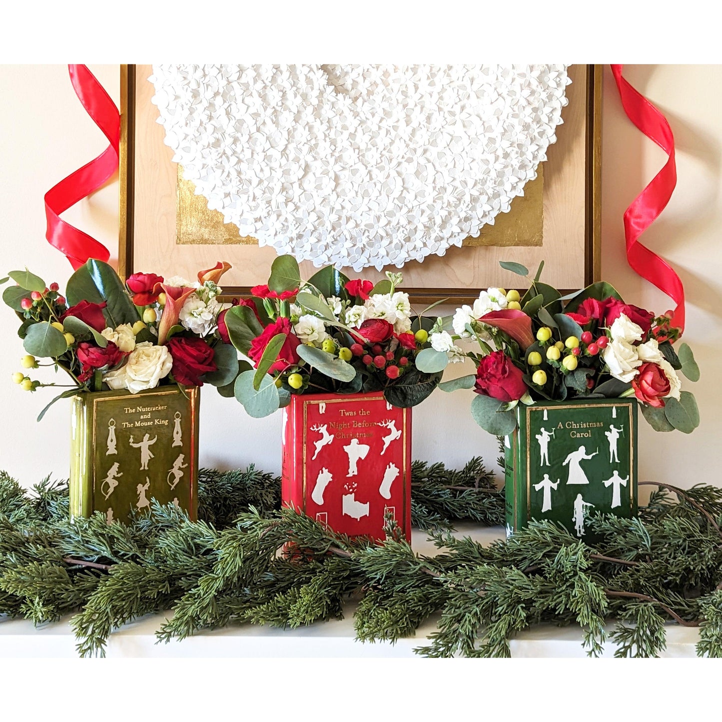 Christmas Classics Book Vase- 'Twas the Night Before Christmas in Holiday Red