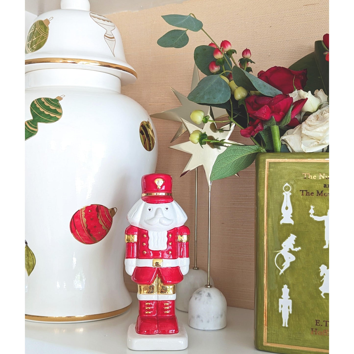 Christmas Classics Book Vase- The Nutcracker and the Mouse King in Moss Green