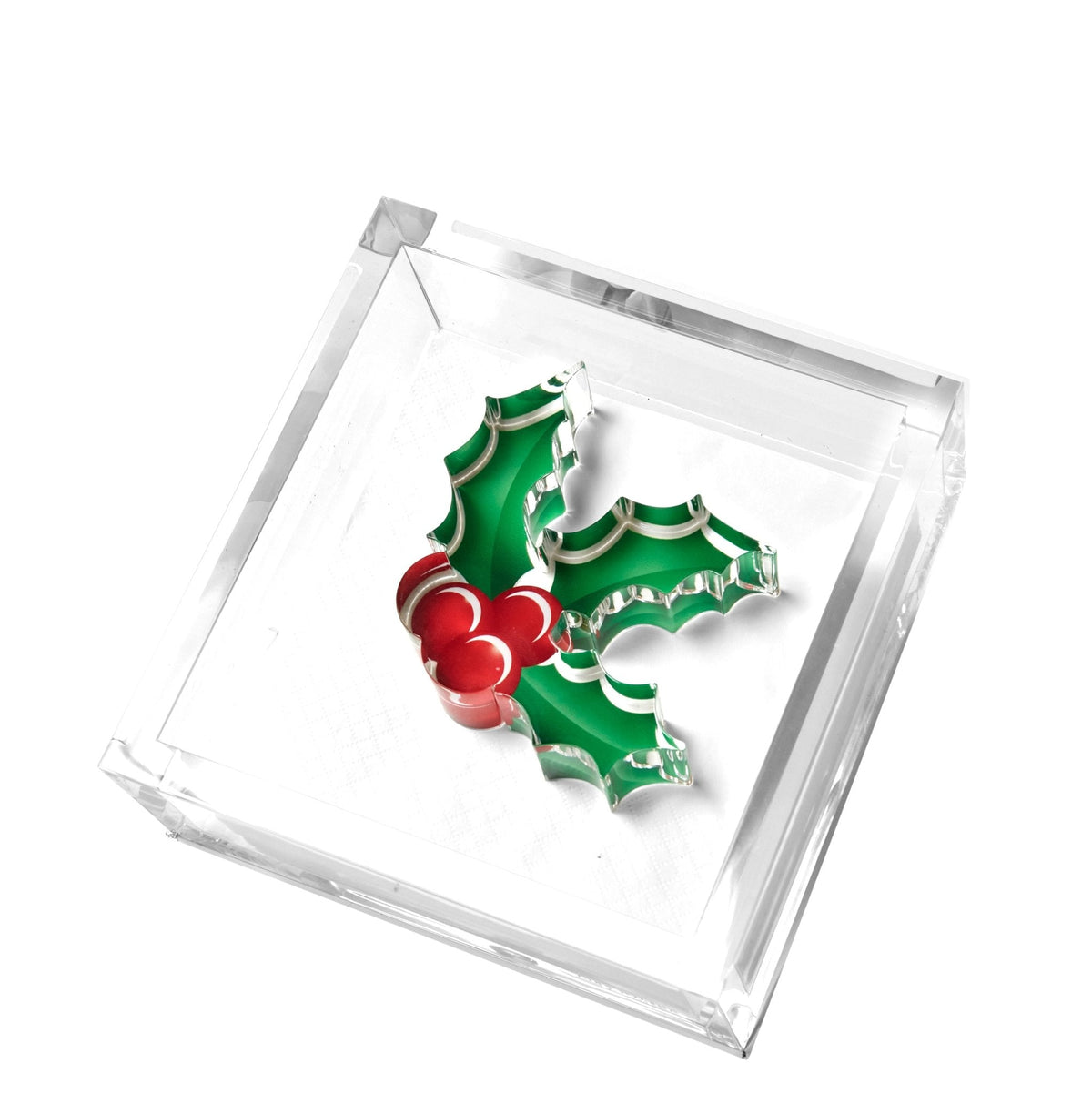 Holly Berries Acrylic Cocktail Napkin Holder