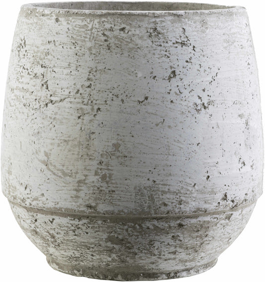 Janamuato White Geometric Cement Outdoor Planter