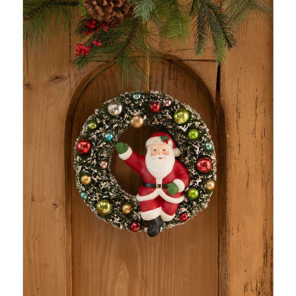 Kitschmas Santa in Wreath | Bethany Lowe | Christmas Decor