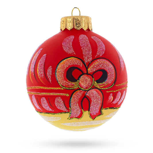 Monkey and Baby by Christmas Tree Glass Ball Christmas Ornament 4 Inches