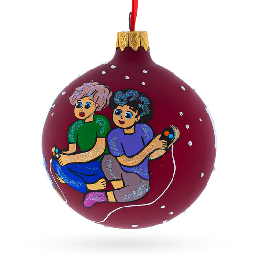 Video Gamer Glass Ball Christmas Ornament 3.25 Inches