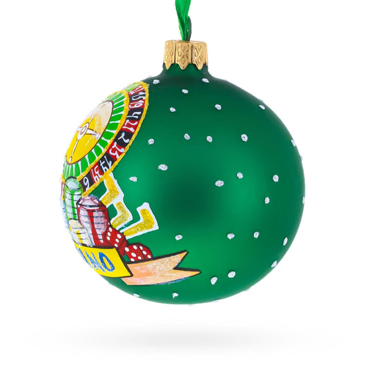 Casino Roulette Table Glass Ball Christmas Ornament 3.25 Inches