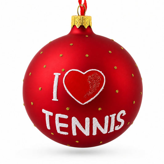Tennis Glass Ball Christmas Ornament 4 Inches