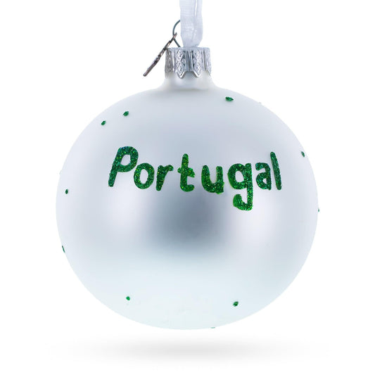 Flag of Portugal Glass Ball Christmas Ornament 3.25 Inches
