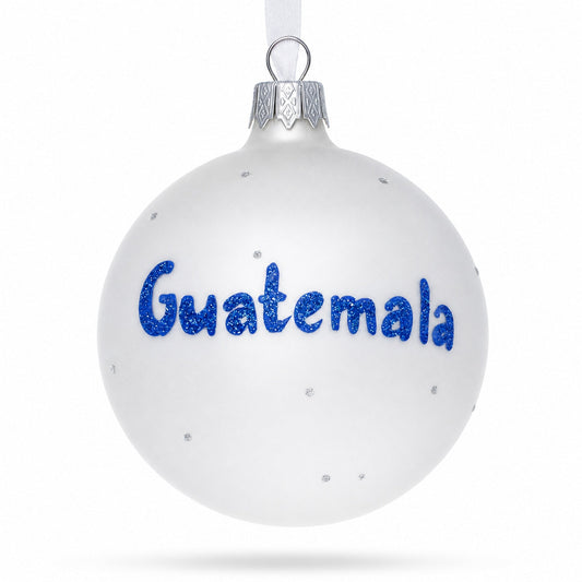 Flag of Guatemala Glass Ball Christmas Ornament 3.25 Inches
