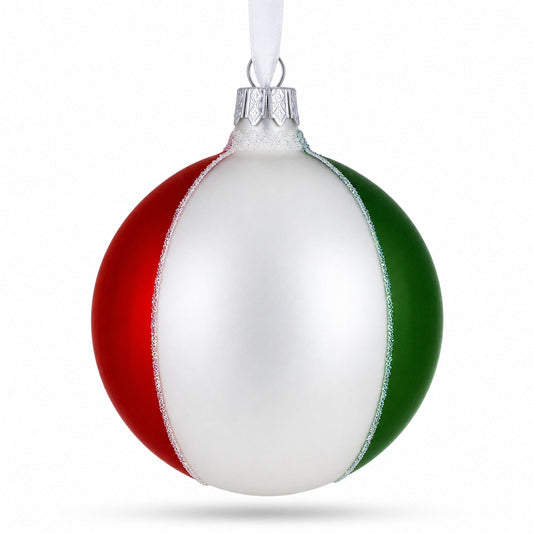 Flag of Mexico Glass Christmas Ornament 3.25 Inches