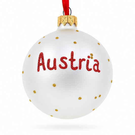 Flag of Austria Glass Ball Christmas Ornament 3.25 Inches