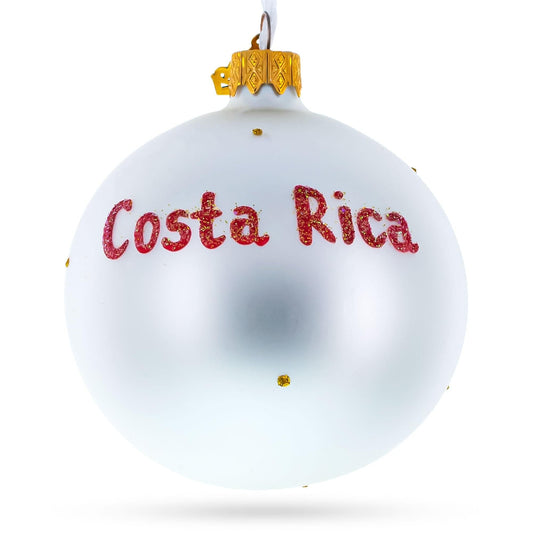 Flag of Costa Rica Glass Ball Christmas Ornament 3.25 Inches