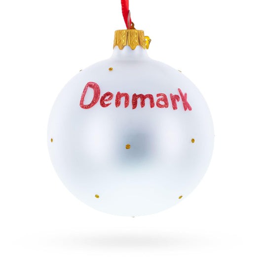 Flag of Denmark Glass Ball Christmas Ornament 3.25 Inches
