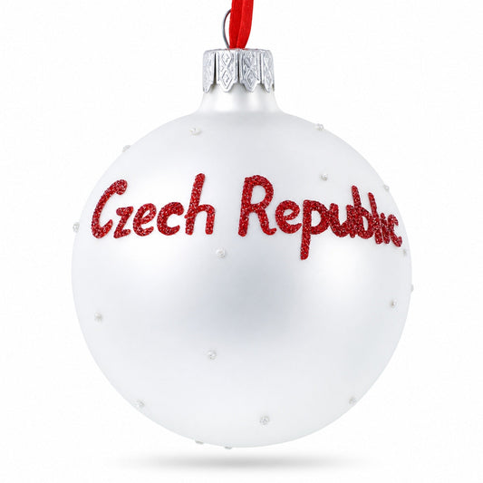 Flag of Czech Republic Glass Ball Christmas Ornament 3.25 Inches
