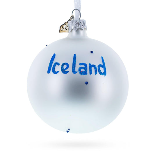 Flag of Iceland Glass Ball Christmas Ornament 3.25 Inches
