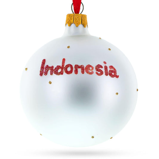 Flag of Indonesia Glass Ball Christmas Ornament 3.25 Inches