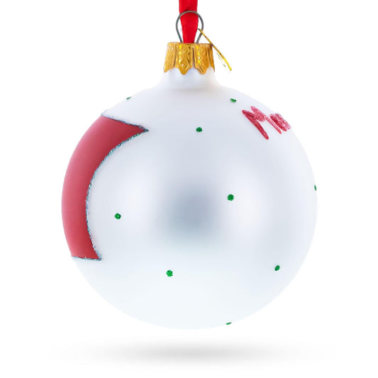 Flag of Morocco Glass Ball Christmas Ornament 3.25 Inches