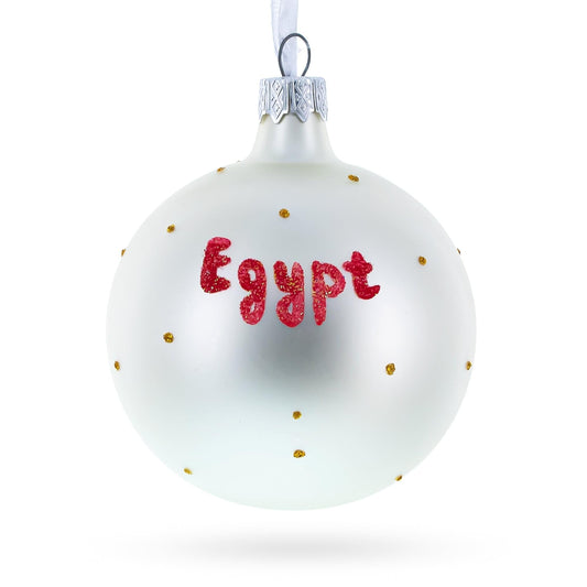 Flag of Egypt Glass Ball Christmas Ornament 3.25 Inches