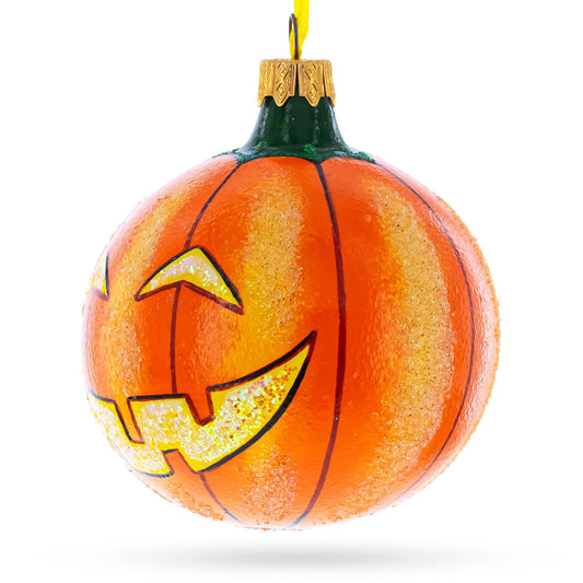 Jack-o'-lantern Glass Ball Halloween Ornament 3.25 Inches