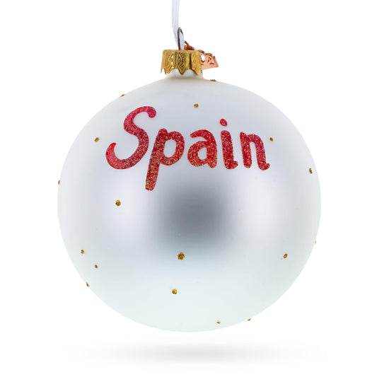 Flag of Spain Glass Ball Christmas Ornament 4 Inches