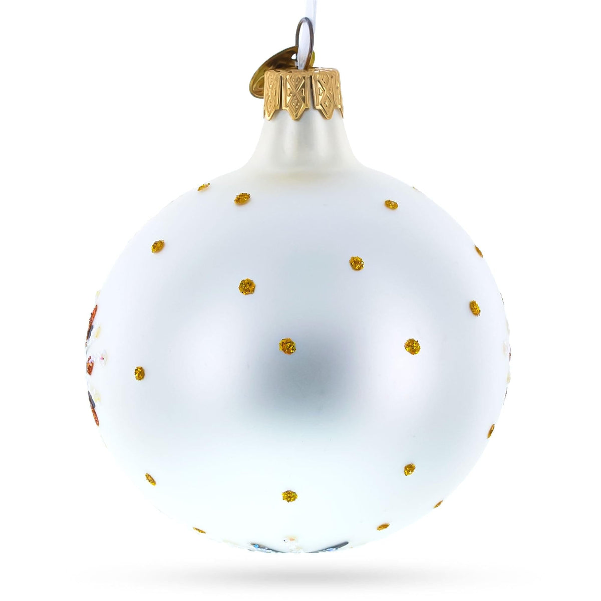 Ukrainian Petrykivka Painting Glass Ball Christmas Ornament 4 Inches
