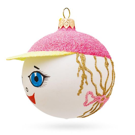 Girl in the Hat Glass Ball Christmas Ornament 3.25 Inches