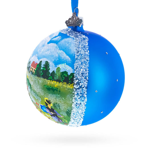 a blue and white christmas ornament