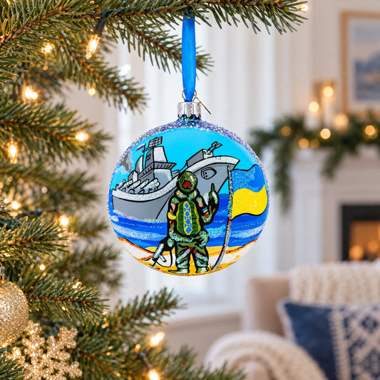 Ukrainian Heroes Glass Ball Christmas Ornament 4 Inches
