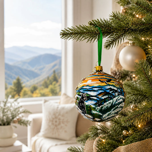 Great Smoky Mountains National Park Glass Christmas Ornament