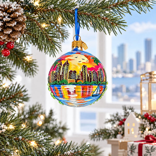 San Diego, USA Skyline Glass Ball Christmas Ornament