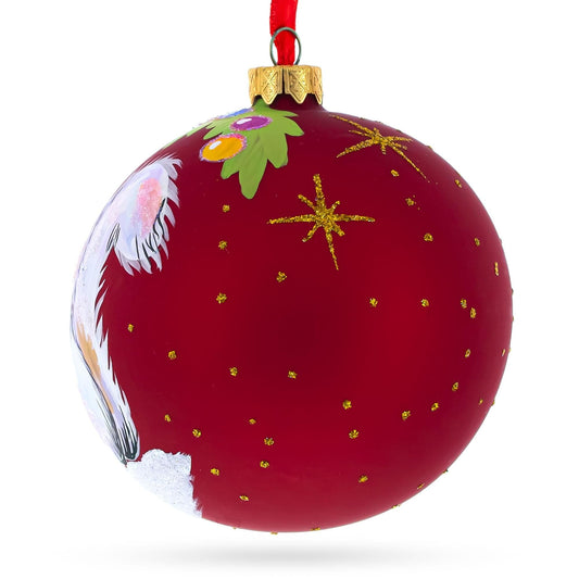 Fluffy White Persian Cat Glass Ball Christmas Ornament 4 Inches