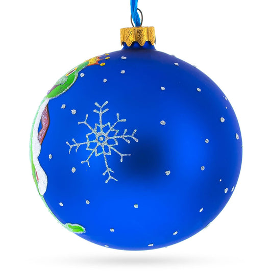 The Frog King Crowned in Splendor Hand-Glass Ball Christmas Ornament 3.25 Inches